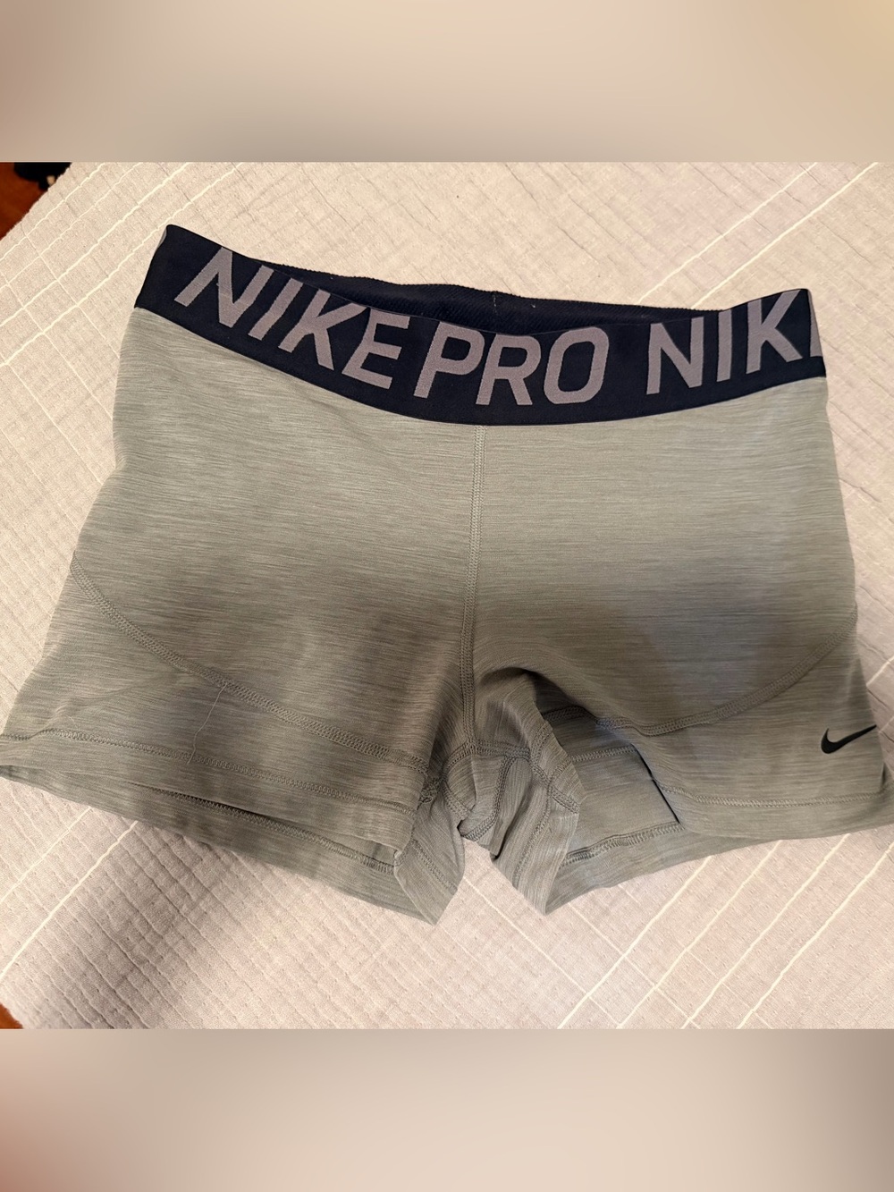 Nike Pro Women's Olive-Tone Training Shorts with Branded Waistband